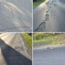 Foto: Schlaglöcher/Schäden auf Straße Höhe Reifenspur  